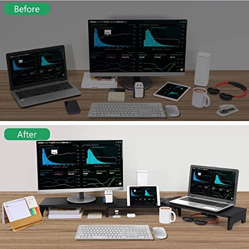 Nnewvante Monitor Stand Riser, 60 inch Bamboo Triple Monitor Stand for Desk