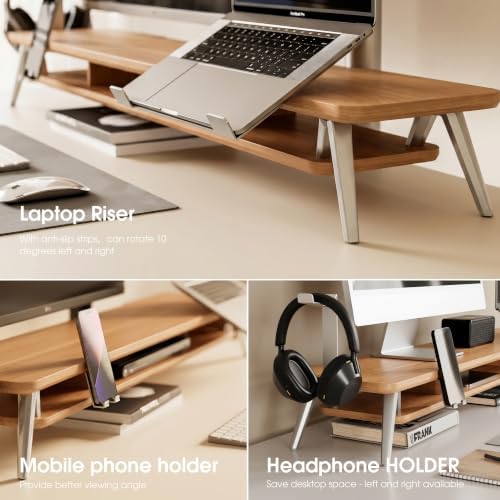 Fenge 42.5-Inch Monitor Stand Riser with Laptop, Phone & Headphone Holders
