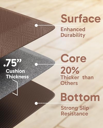 Ophanie Kitchen mats for Floor, 3/4 inch Thick, 20x48 Anti Fatigue Cushioned Mat,Kitchen Rugs,Waterproof,Comfort Ergonomic Standing Mat for Office,Home,Sink with 99+ Pairs of Anti-Slip Bottom Ridges