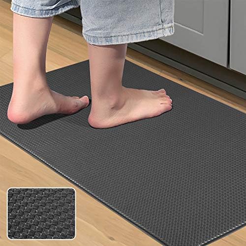 Anti-Fatigue Comfort Mat Non Slip Cushioned Kitchen, Gaming, Office, Standing Desk Mat 18x30 Inch Black