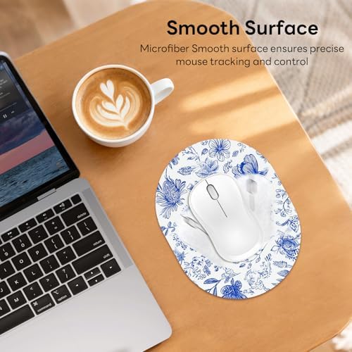 Oval Mouse Pad 6x8in Non-Slip for Laptop,Sketch Flowers