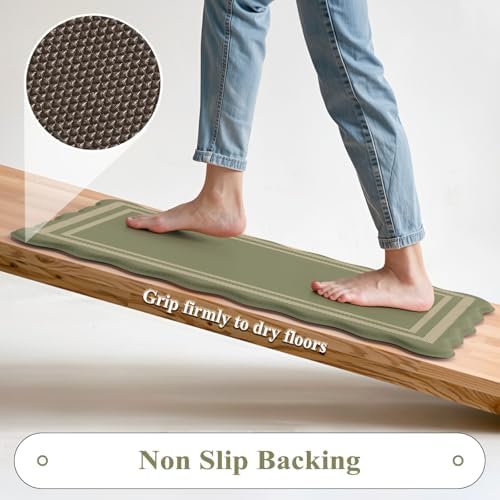 KIMODE Anti Fatigue Mats for Kitchen Floor,Farmhouse Kitchen Rugs Sets of 2