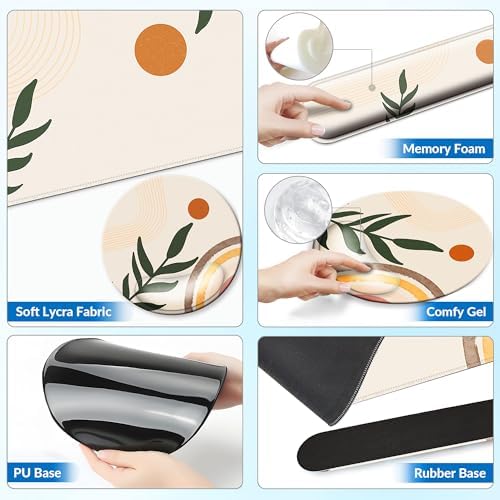 Desk Mat Set Keyboard and Mouse Pad with Wrist Rest Support