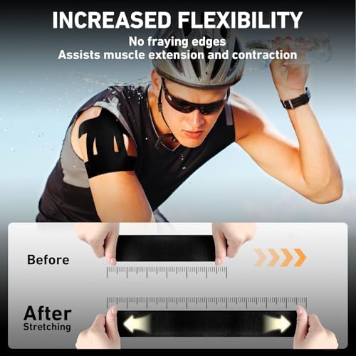 KTQUICK Precut Kinesiology Tape for Shoulder, 24 PCS, 20% Stronger Adhesive