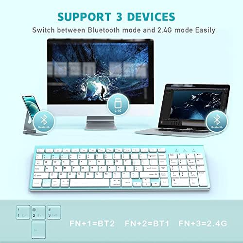JOYACCESS Wireless Bluetooth Keyboard for Mac,Ergonomic Multi-Device Keyboard with Number Pad, Compatible with MacBook Pro/Air, iMac,iPhone,iPad, iOS, Android, Windows, Turquoise