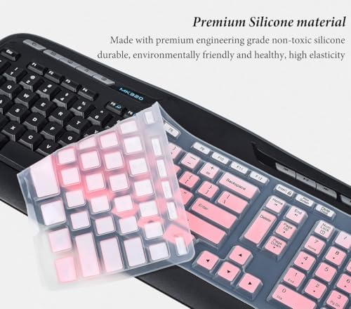 Keyboard Cover for MK320 MK330 K330 Wireless Desktop Keyboard, MK320-YR002/Y-R0009 Keyboard Skin Accessories-Gradual Pink