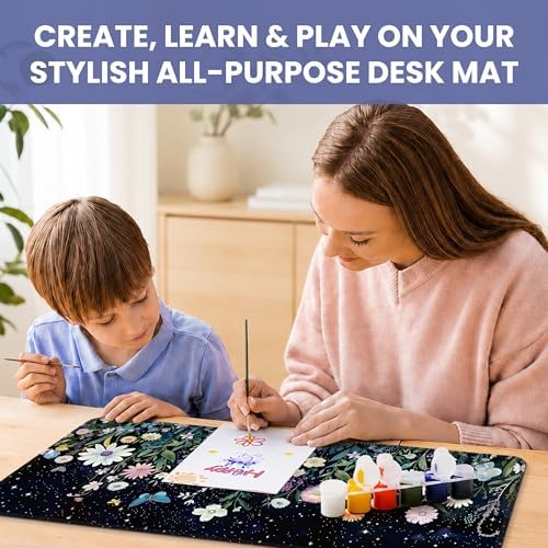 Aesthetic Desk Mat, Cute Celestial Garden Desk Pad Protector for Work & Decor, 35.4" x 15.7", Pretty Non-Slip Extended Mouse Pad for Office or Home