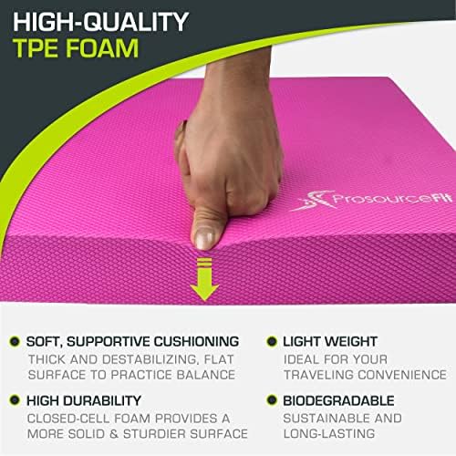 ProsourceFit Exercise Balance Pad, Non-Slip Cushioned Foam Mat & Knee Pad for Fitness and Stability Training, Yoga, Physical Therapy