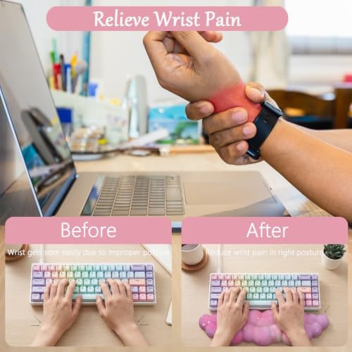 Cloud Mouse Pad Keyboard Wrist Rest for Mouse 4PCS Extended Large Galaxy Space Desk Mat Pad Set Memory Foam Non-Slip Cute Ergonomic Game Mouse Wrist Support for Computer Home Office Pink Starry Sky
