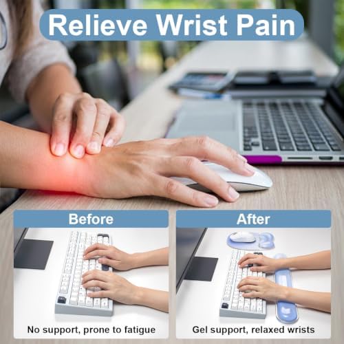 Gradient Blue Keyboard Wrist Rest and Gel Mouse Pad Wrist Support Set