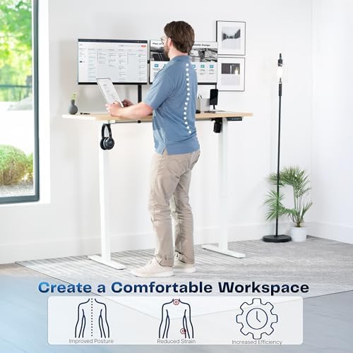 VIVO Light Wood 55 x 28 in Standing Desk, DESK-KIT-1W55C