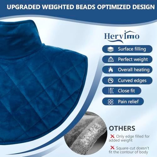Heating Pad for Neck and Shoulders and Back, 2.2lb Weighted Heating Pads for Back Pain Relief, Large Electric Heat Pad, 6 Heat Settings, 5 Auto-Off, Birthday Gifts for Women Mom Men Dad Blue