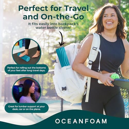 Oceanfoam Ripple Roller Small Foam Roller for Physical Therapy (Miami Blue)