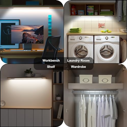 LED Under Cabinet Lighting with Touch Switch, Dimmable Under Cabinet Lights, Under Counter Lighting for Desk, Cold White 6000K