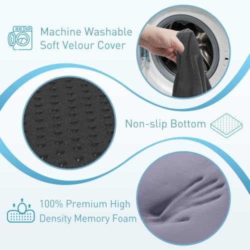 BlissTrends Extra Thick Seat Cushion for Office Chair & Car Seat, Grey