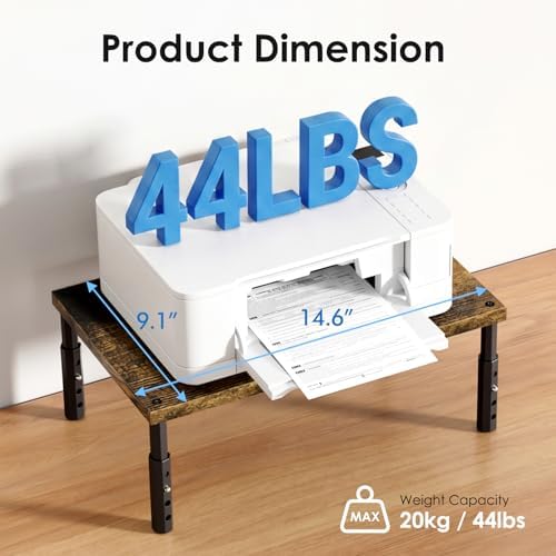 ECOLOVI Adjustable Wood Computer Monitor Stand Riser, Office Desk Organizer and Accessories for Monitor, Laptop, PC, Printer, Office Desk Accessories Workspace Organizer for Home Office Supplies, Brown 2-Pack