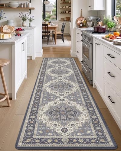 DEXI Kitchen Floor Mats Cushioned Anti Fatigue Runner Rug 24x87 Dark Grey