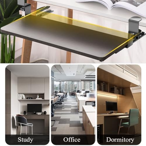 Keyboard Tray Under Desk Pull Out with C Clamp Mount, Slide-Out Platform Computer Drawer for Home Office, Black,65x25cm(25.5x10inch)