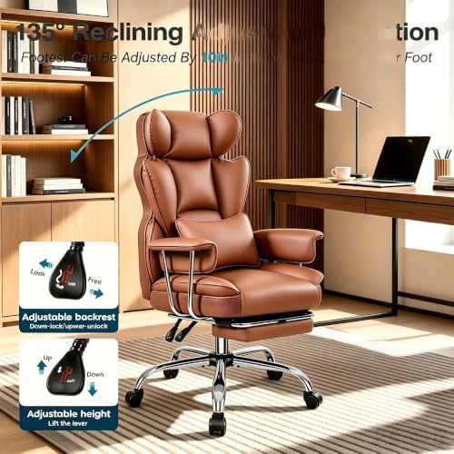 Big and Tall Office Chair, High Back Gaming Chair with Footrest