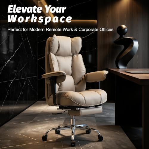 Efomao Executive Office Chair 400lbs,Grey Big and Tall Desk Chair