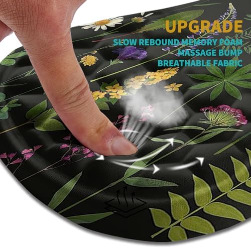 Hokafenle Ergonomic Mouse Pad Wrist Support, Wrist Rest Mousepad for Carpal Tunnel Pain Relief with Integrated Memory Foam Slope Massage Bulge (11.8x7.9 inch,Flowers