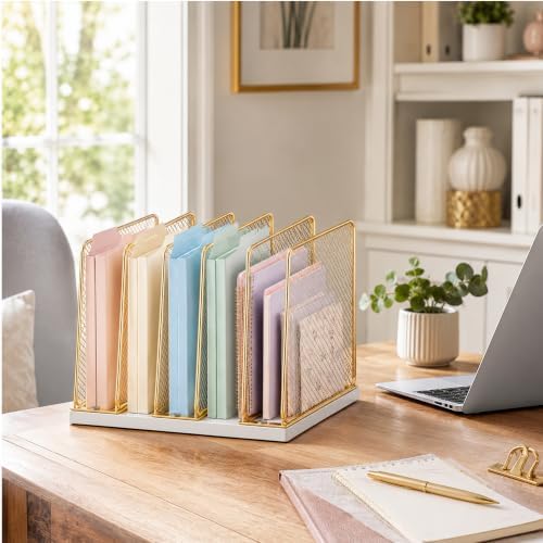 OPNICE Desk File Organizer, Mail Organizer, Large, Gold