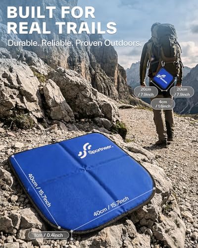 Sportneer Sitting Pad, Lightweight Waterproof Folding Seat Pad for Backpacking, 15.75'' x 15.75'' Portable Camping Seat Mat for Hiking, Picnics & Outdoor Use