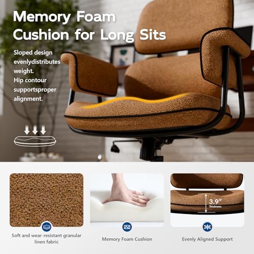 HomeZeer Brown Office Chair, Memory Foam Seat Mid Century Modern Desk Chair