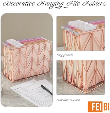 12 Pack Hanging Folder File Cabinet Organizer Letter Size 1/5 Cut Adjustable Label Decoration Home Office School Classroom, Macaron Color