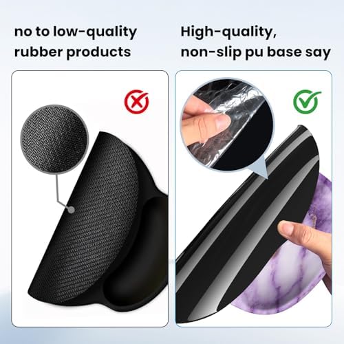Mouse pad with Wrist Rest,Relieving Pain Memory Foam Computer pad, Ergonomic Desktop Mouse, Silicone Material Mouse pad, with Non-Slip PU Base (Purple Marble)