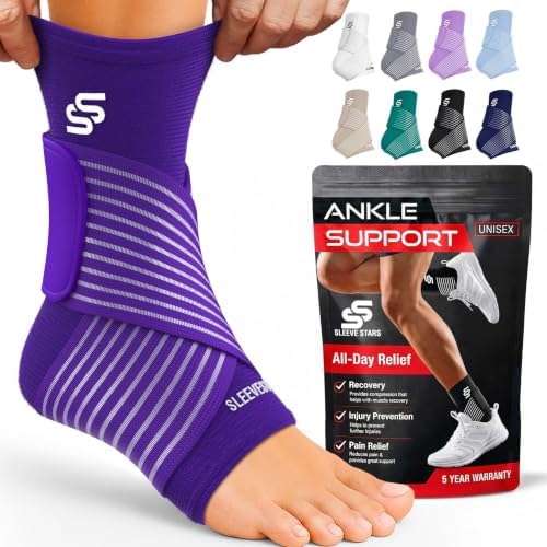 Sleeve Stars Ankle Brace Men & Women Support (Single/L:12"-13"/Dark Purple)