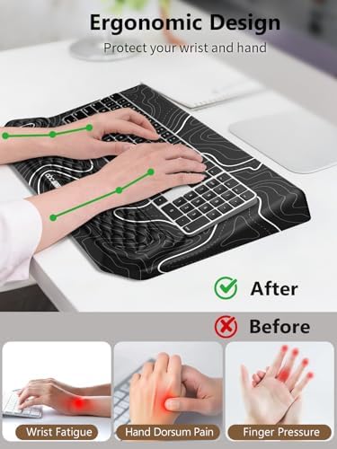 2-in-1 Ergonomic Keyboard Stand with Wrist Rest, Black Topographic