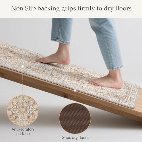 GENIMO Anti Fatigue Kitchen Mats for Floor 2PCS, Standing Rugs,PaleBeige