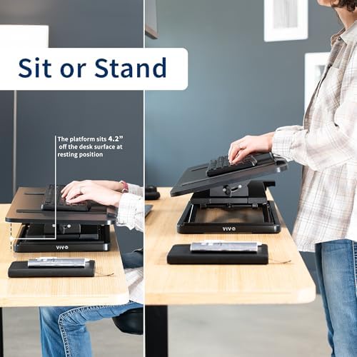 VIVO Black 30 inch Tilting Keyboard Height Adjustable Riser, Desk-TKR1