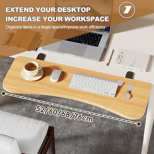 Black,B52*24,Ergonomics Desk Extender Tray, Desktop Extender with 3/4 stand, 30"x9.4" Clamp on Table Mount Arm Wrist Rest Shelf, Small Table Edge Extender Tray, 90° Foldable Computer Arm Rest for Desk