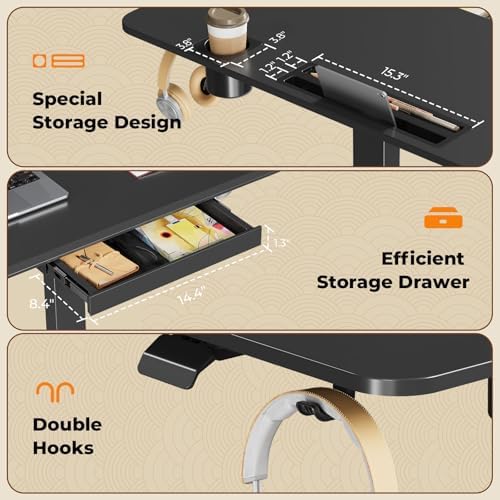 40"×20" Mobile Desk with Drawer, Rolling Desk with Storage