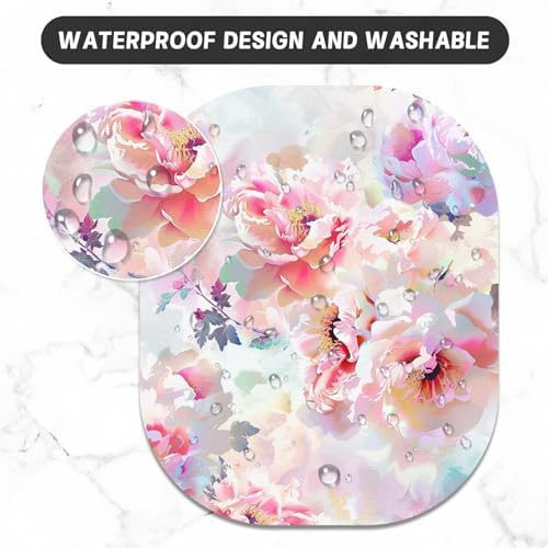 Small Mouse Pad, 6 x 7 Inch, Oval Mini Mouse Pad with Non-Slip Rubber Base for Laptop Wireless Mouse Keyboard Tray Mousepad, Floral Pattern