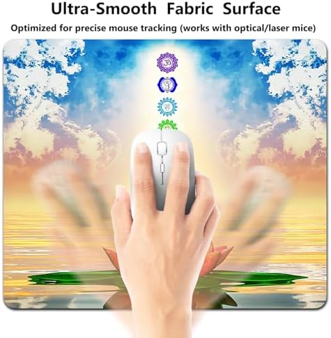 9.5x7.9 Inch Office/Gaming Mouse Pad, Spiritual Chakra Meditation Lotus Flower Yoga Zen, Cute Anti-Slip Mat for Desk Decor