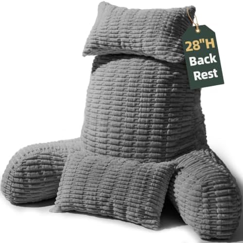 28" XXL Reading Pillow, Backrest Pillow with Detachable Neck Pillow