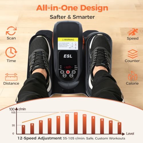ESL Under Desk Elliptical Machine for Home Office, Seated Pedal Exerciser