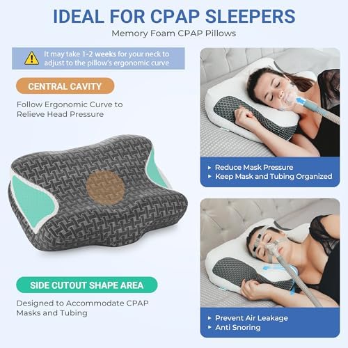 Elviros 2 Pack CPAP Pillow for Side Back and Stomach Sleepers