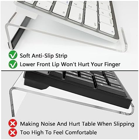 Egchi Small Computer Keyboard Stand, 11.8 x 5.1 Inch- Keyboard Tray for 78 Keys Keyboard, Acrylic Keyboard Riser Lift for Desk, keyboard Holder for Mini Computer Keyboard & Apple Magic Keyboard -Clear