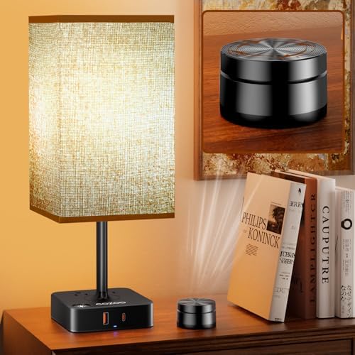Bedroom Nightstand Lamp with Charger, Touch Table Lamps with Remote Control