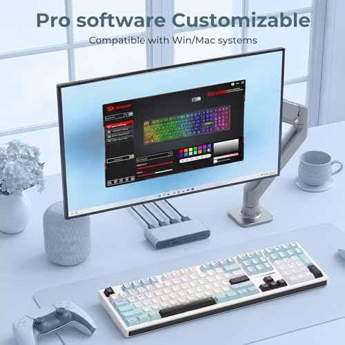 Redragon K771 Wireless Mechanical Keyboard, 108-Key Gaming Keyboard with 4 Extra Hotkeys, 5-Layer Noise Dampening, Pre-lubed Linear Switches, Hot-swap Custom RGB Keyboard for PC/Mac - Blue&White