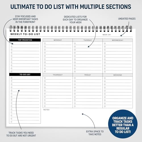 Of a Happy Kind Weekly To Do List Spiral Planner Pad, Undated Work Notepad
