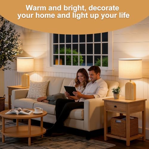 Table lamps for Bedroom Living Room,19" Bedside Lamps Set of 2,Burlywood