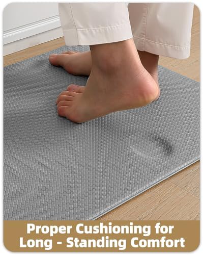 Color&Geometry Wide Kitchen Floor Mat 24x71 Anti Fatigue Easy Clean, Grey
