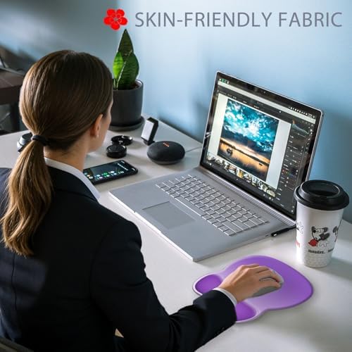 Ergonomic Mouse Pad with Wrist Rest, Comfortable Gel Concave Mouse Pad with Non-Slip Base, Pain Relief Mouse Pads with Smooth Wrist Support for Office & Home (Gradient Purple)