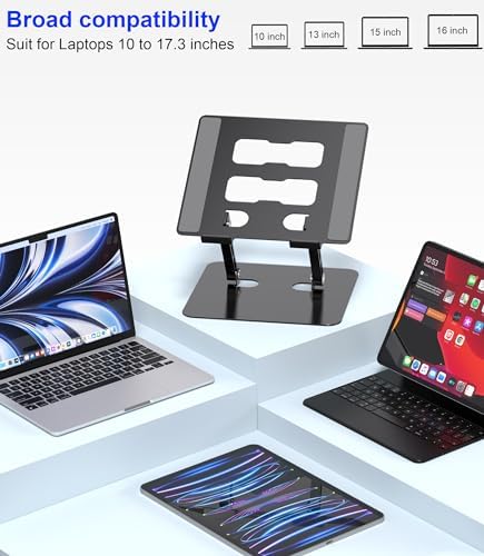Adjustable Laptop Stand,Ergonomic Foldable Notebook Computer Holder.Compatible with MacBook iPad Dell HP Lenovo ThinkPad Acer ASUS Samsung and More 10-17" Laptops Tablets,Black