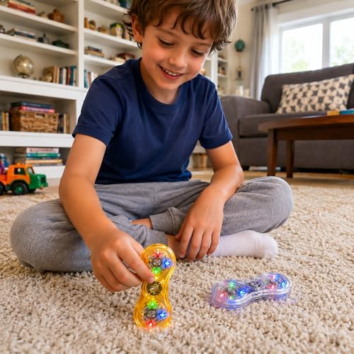 LED Fidget Spinner 2 Pack, Light Up Sensory Fidget Toys for Kids